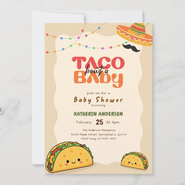 Convites Chá de Bebê de Taco Mexicano Neutro em Gênero (Frente)