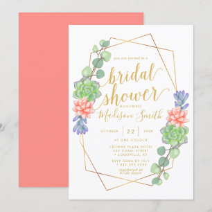 Convites Chá de Bebê de Terrário de Suculentas em Aquarela