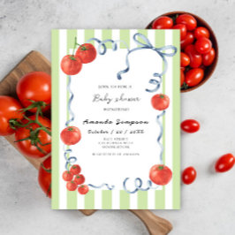Convites Chá de Bebê de Tomate em Aquarela