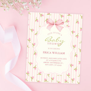 Convites Chá de bebê de tulipas rosa
