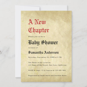 Convites Chá de Bebê de um Novo Capítulo em Papel Pergaminh