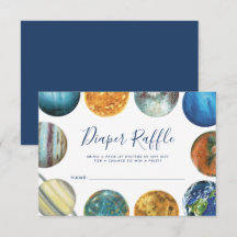 Chá de Bebê Diaper Raffle Planetas Aquarela
