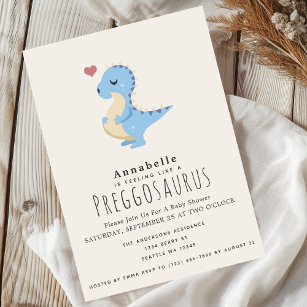 Convites Chá de Bebê Dinossauro Cute do Preggosaurus