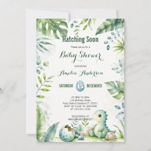Convites Chá de Bebê Dinossauro Cute Sage Verde Selva