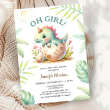 Chá de Bebê Dinossauro Menina Rosa Fofa
