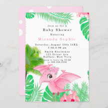 Chá de Bebê Dinossauro Rosa Tropical