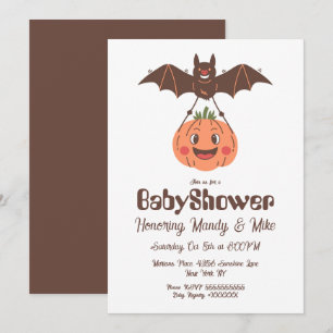 Convites Chá de Bebê do Abóbora e Morcego Festa de Hallowee