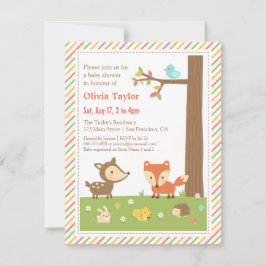 Convites Chá de Bebê do Animal da Floresta Colorido