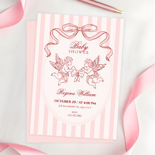 Convites Chá de bebê do anjo Cupido Rosa