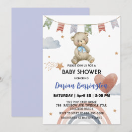 Convites Chá de bebê do Balão Urso do Arco Arco-Íris