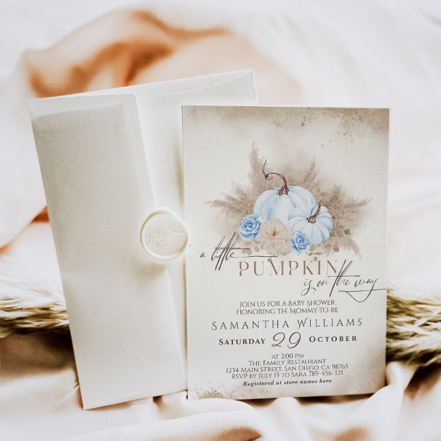 Convites Chá de bebê do Boho com Aquarela Azul (Criador carregado)