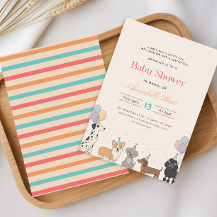 Convites Chá de Bebê do Cachorro Pet Pawty em Aquarela
