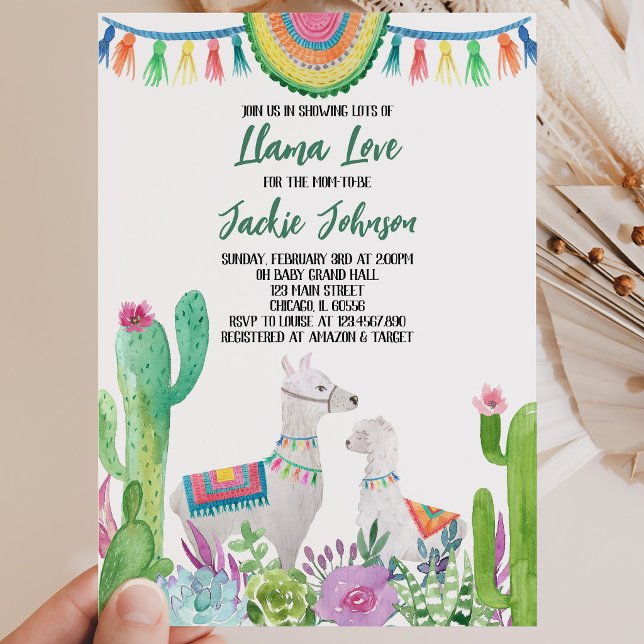 Convites Chá de Bebê do Cactus Llama (Criador carregado)