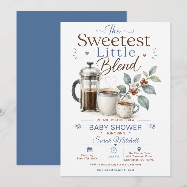 Convites Chá de Bebê do Café Blend Mais Doce (Frente/Verso)