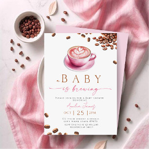 Convites Chá de Bebê do Café Pink A Baby is Brewing