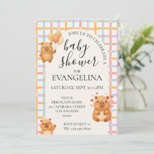 Convites Chá de Bebê do Capivara Cute em Aquarela