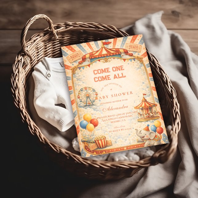 Convites Chá de Bebê do Circo do Livro de Histórias (Criador carregado)