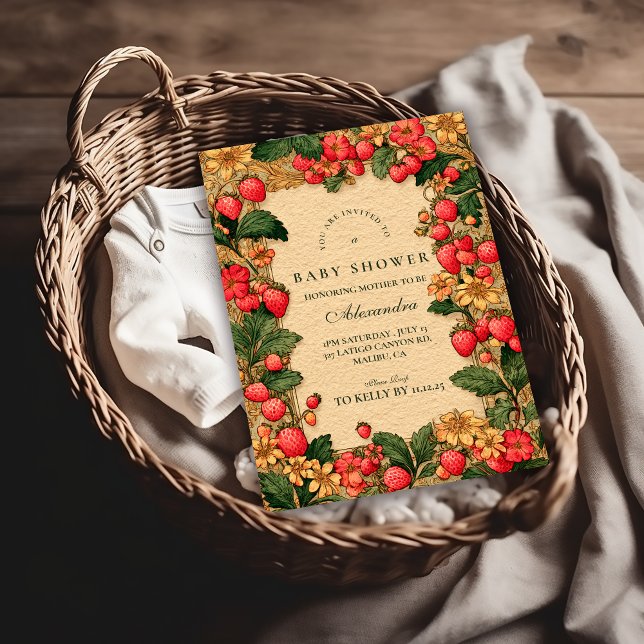 Convites Chá de Bebê do Conto de Fadas do Morango Doce (Criador carregado)