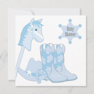 Convites Chá de Bebê do Cowboy Azul Bebê