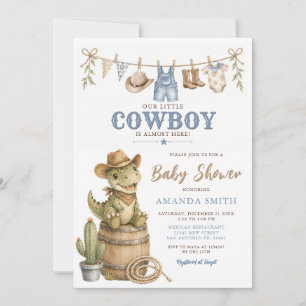 Convites Chá de Bebê do Cowboy Dinossauro Bebê