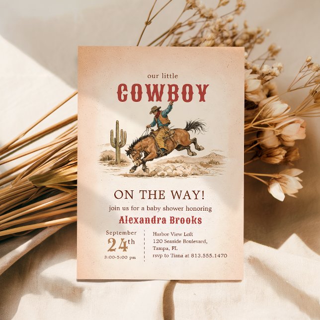 Convites Chá de Bebê do Cowboy do Deserto Ocidental (Criador carregado)