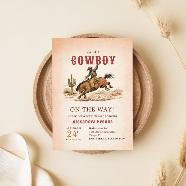 Convites Chá de Bebê do Cowboy do Deserto Ocidental (Criador carregado)