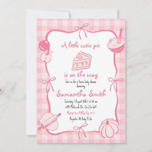 Convites Chá de Bebê do Cutie Pie Desenhado à Mão Rosa