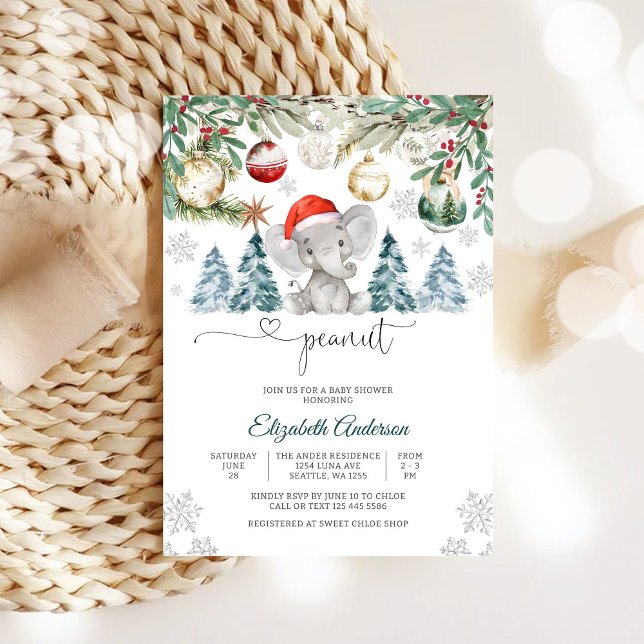 Convites Chá de Bebê do Elefante de Inverno (Criador carregado)