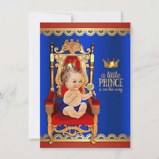 Convites Chá de Bebê do Fancy Royal Prince (Frente)