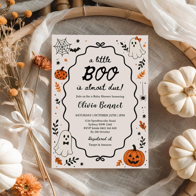 Convites Chá de Bebê do Fantasminha Little Boo no Halloween (Criador carregado)