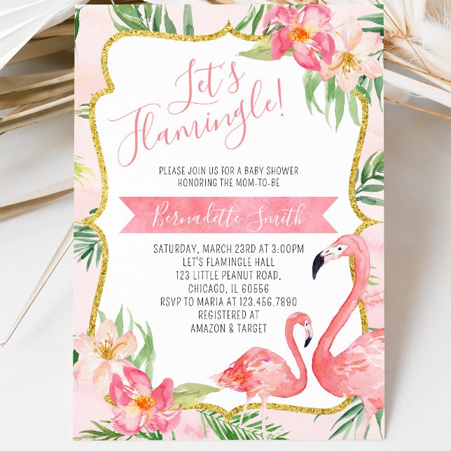 Convites Chá de Bebê do Flamingo (Criador carregado)