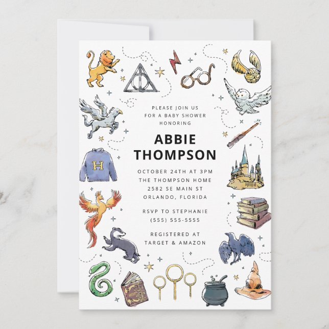 Convites Chá de Bebê do Ícone Harry Potter (Frente)