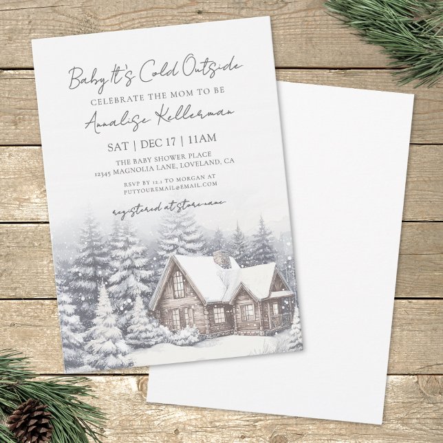 Convites Chá de Bebê do Inverno com Neve (Winter Snow Baby Shower Invitation)