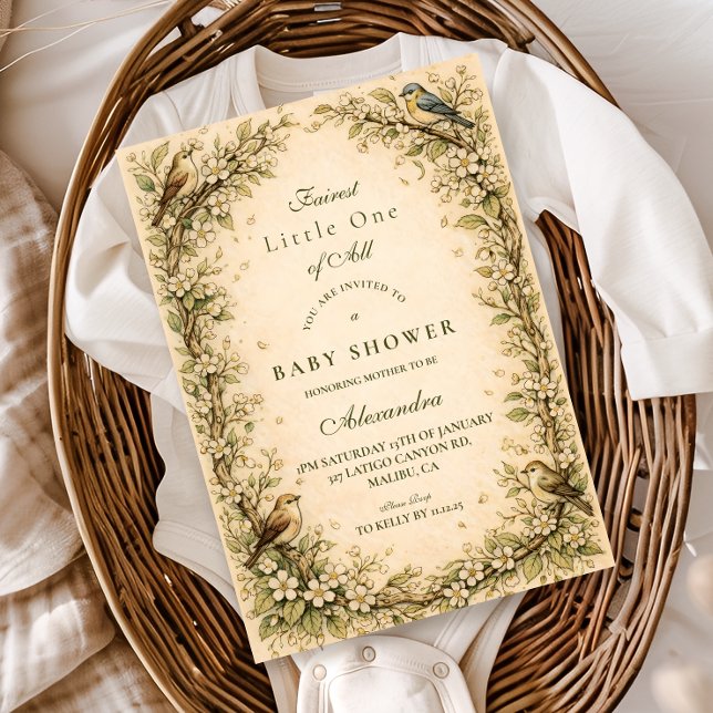 Convites Chá de Bebê do Livro de Histórias dos Pássaros da  (Criador carregado)