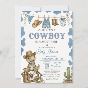 Convites Chá de Bebê do Menino Cowboy Dinosaur do Oeste
