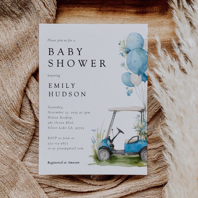 Convites Chá de Bebê do Menino de Golfe Vamos Par-tir (Criador carregado)