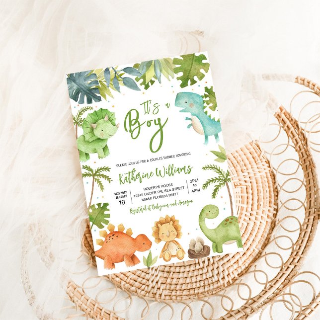 Convites Chá de Bebê do Menino Dinossauro (Criador carregado)