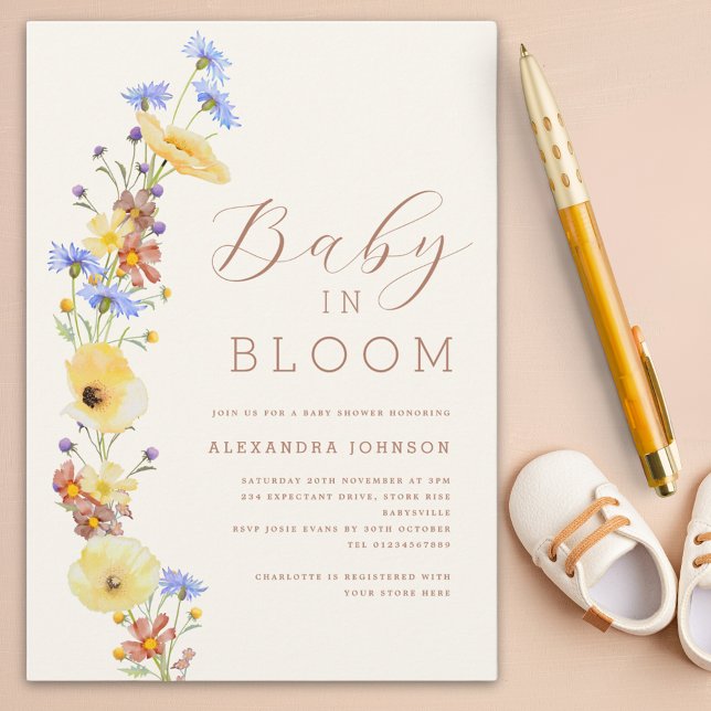 Convites Chá de Bebê do Menino Flor Silvestre (Wildflower Baby in bloom boy baby shower)