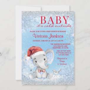 Convites Chá de Bebê do Menino Natal Elefante