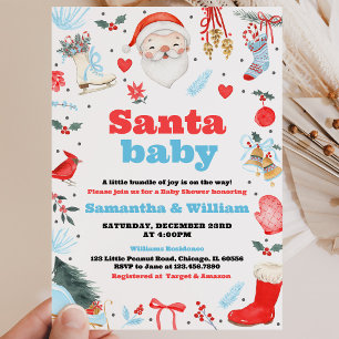 Convites Chá de Bebê do Menino Papai Noel Bebê