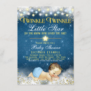 Convites Chá de Bebê do Menino Twinkle Twinkle Little Star