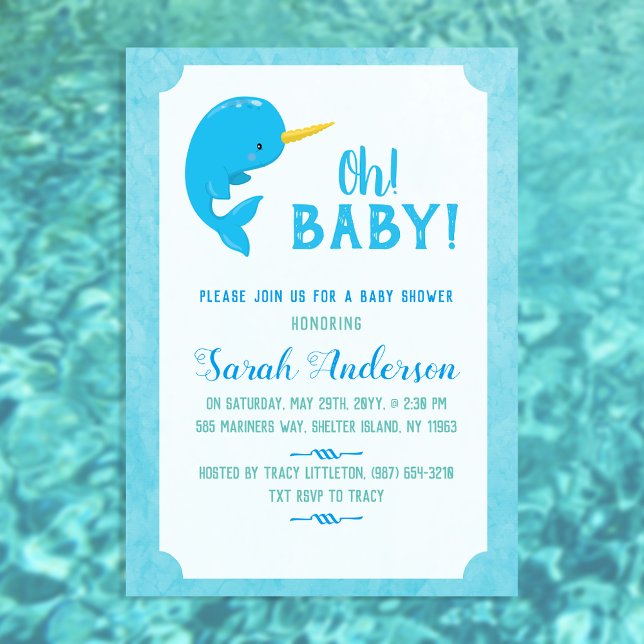 Convites Chá de Bebê do Narval Azul (Criador carregado)