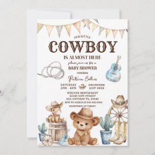 Convites Chá de Bebê do Nossos Pequeno Cowboy no Oeste Selv