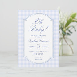 Convites Chá de Bebê do Oh Baby Blue Gingham