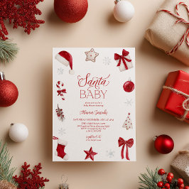 Convites Chá de Bebê do Papai Noel Natal Festivo 