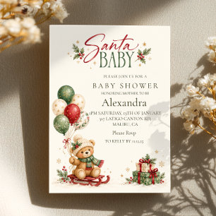 Convites Chá de Bebê do Papai Noel Ursinho Balões