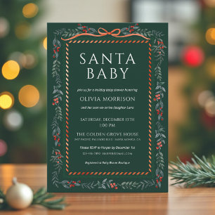 Convites Chá de Bebê do Papai Noel Verde