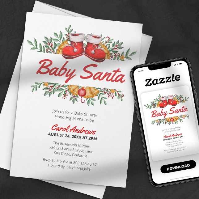 Convites Chá de Bebê do Papai Noel Verde Natal Bebê (Criador carregado)