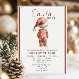 Convites Chá de Bebê do Papai Noel Vintage Natal