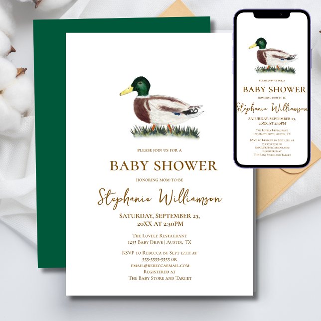 Convites Chá de Bebê do Pato Mallard (Criador carregado)